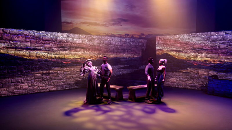 3D Rendering of a theatre stage with projection mapping and LED video wall
